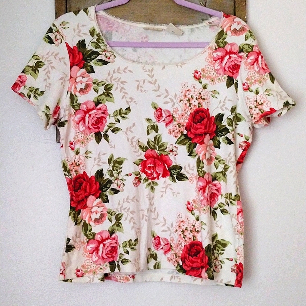 Floral Short Sleeve Women's Top